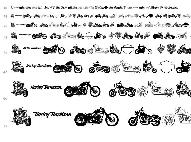 Harley Davidson font waterfall